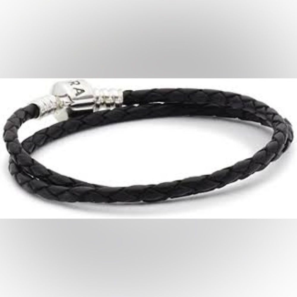 Pandora Women's 925 Sterling Silver Bead Leather Bracelet